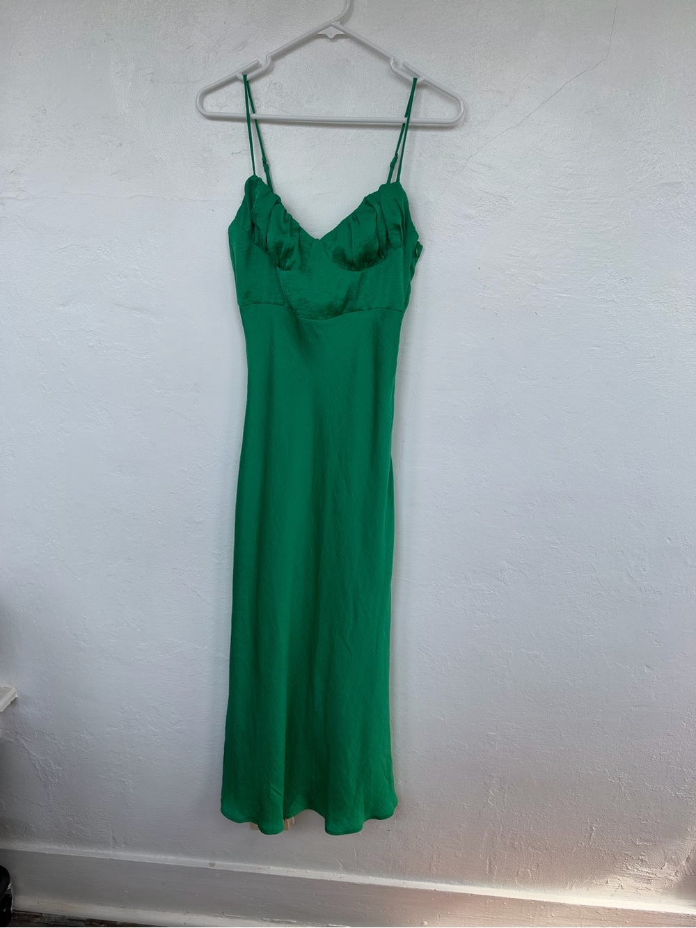 Petal & Pup Emerald Green Slip Midi Dress with Spaghetti Straps